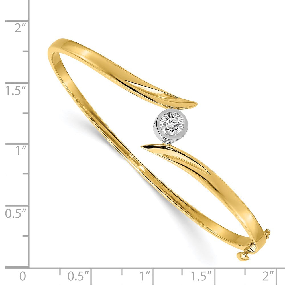 14k Two-tone AAA Diamond Hinged Bangle