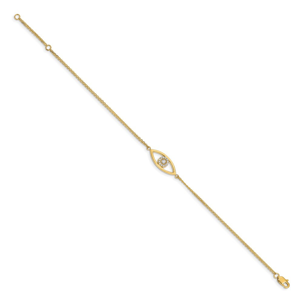14k Complete VS Diamond Evil Eye 2-Strand Bracelet with Extender