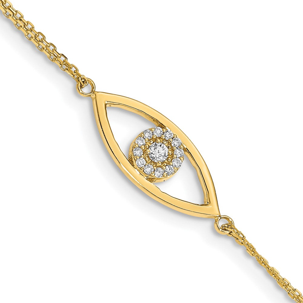 14k Complete VS Diamond Evil Eye 2-Strand Bracelet with Extender