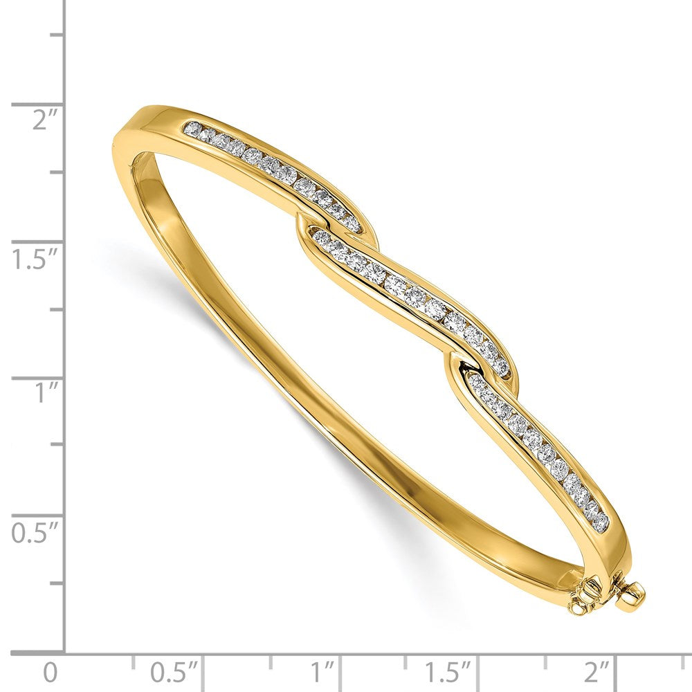 14k Complete 1 carat AA Diamond Hinged Oval Bangle Bracelet