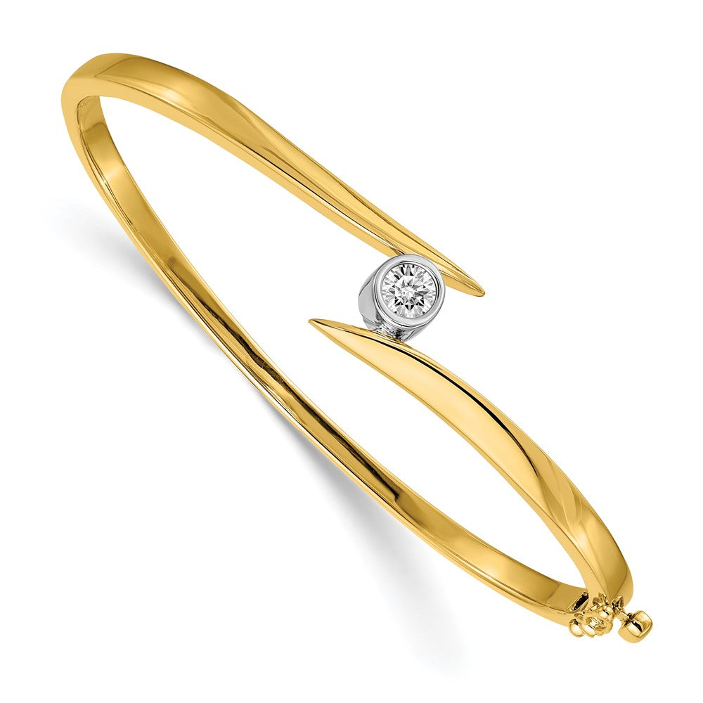 14k Two-tone Complete 3/8 carat AAA Diamond Hinged Oval Bangle Bracelet