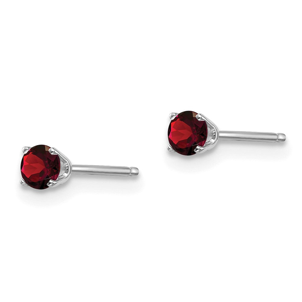 14k White Gold Garnet Stud Earrings