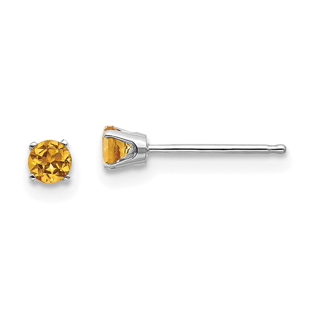 14k White Gold Citrine Stud Earrings