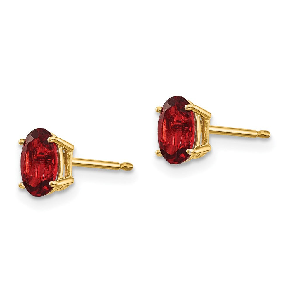 14k 6x4 Oval January/Garnet Post Earrings