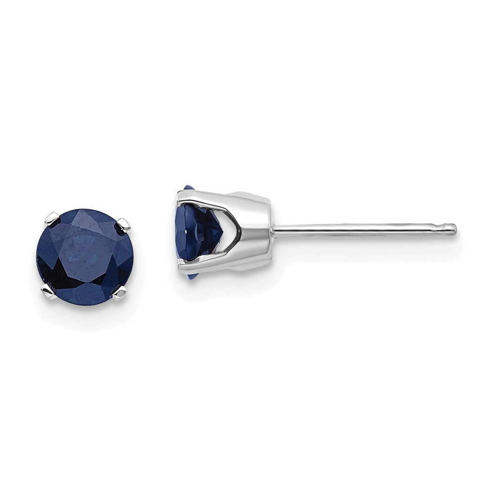 14k White Gold Natural Sapphire Stud Earrings