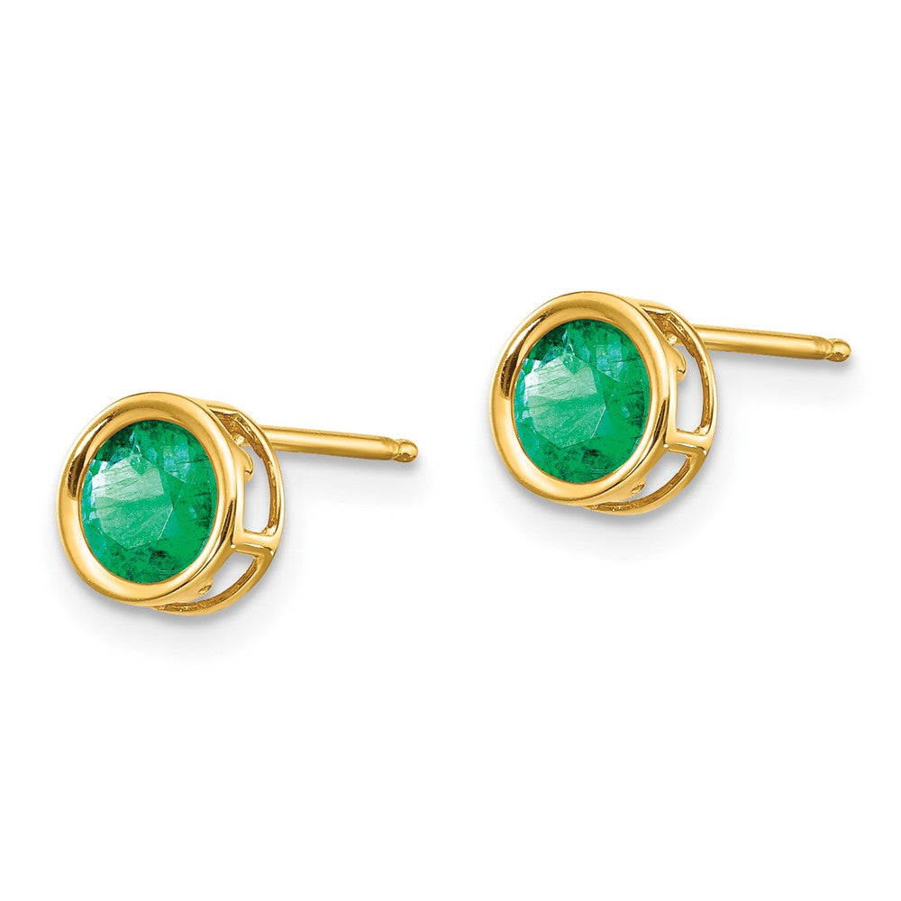 14k Bezel Emerald Stud Earrings