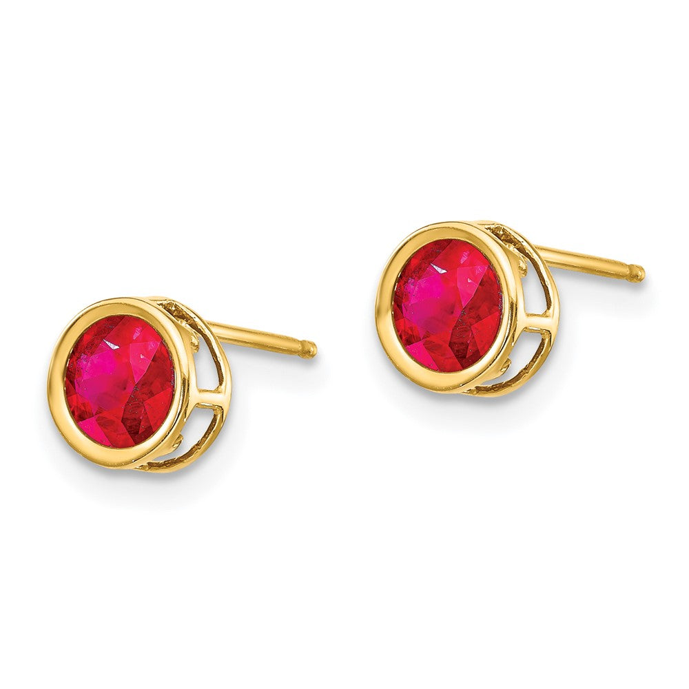 14k Bezel Ruby Stud Earrings