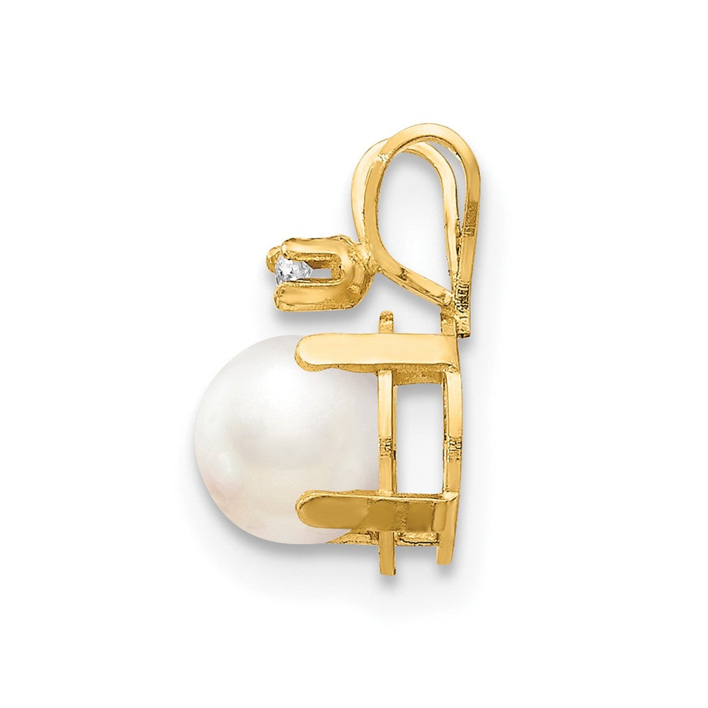 14k Diamond and June/Freshwater Cultured Pearl Birthstone Pendant