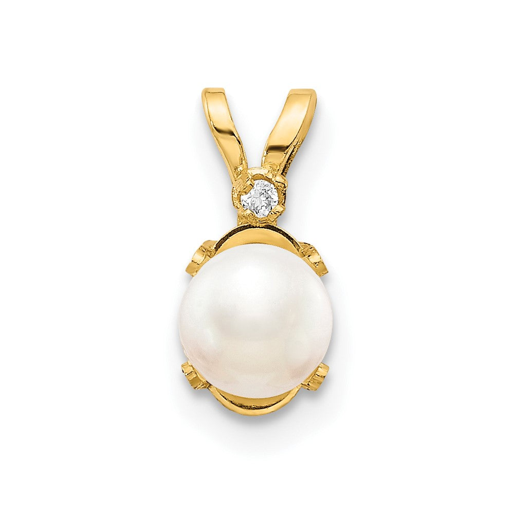 14k Diamond and June/Freshwater Cultured Pearl Birthstone Pendant