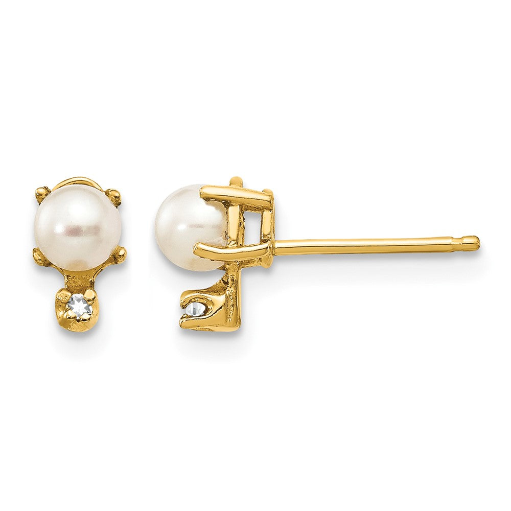 14k Diamond and June/Freshwater Cultured Pearl Birthstone Earrings