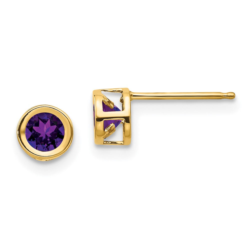 14k Bezel February/Amethyst Post Earrings