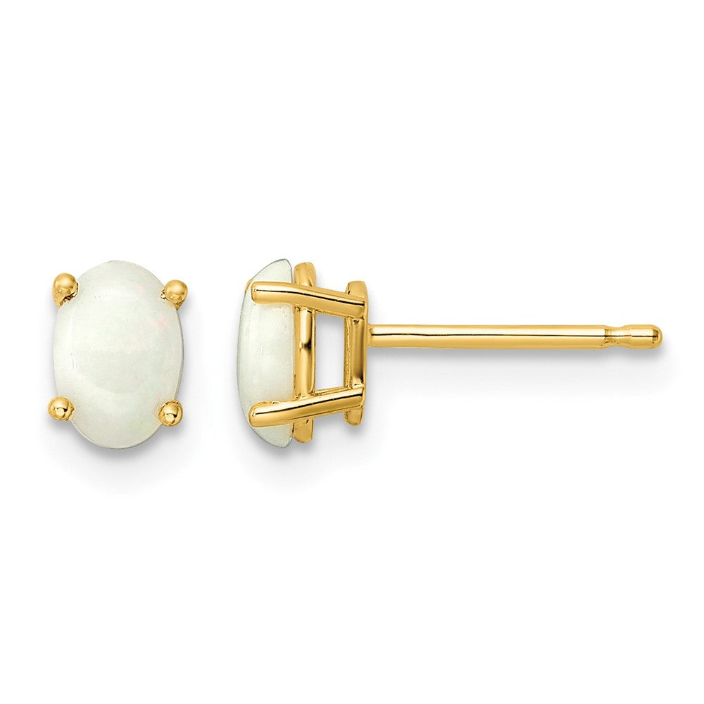 14k 6x4 Oval October/Opal Post Earrings