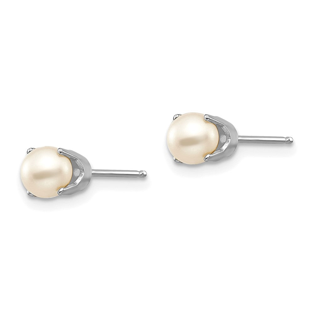 14k White Gold Round June/Freshwater Cultured Pearl Stud Earrings