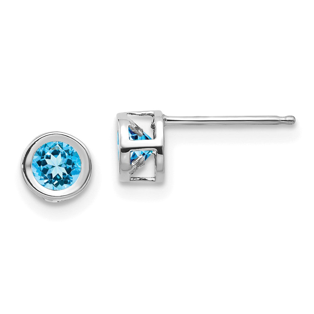 14k White Gold Blue topaz December Earrings