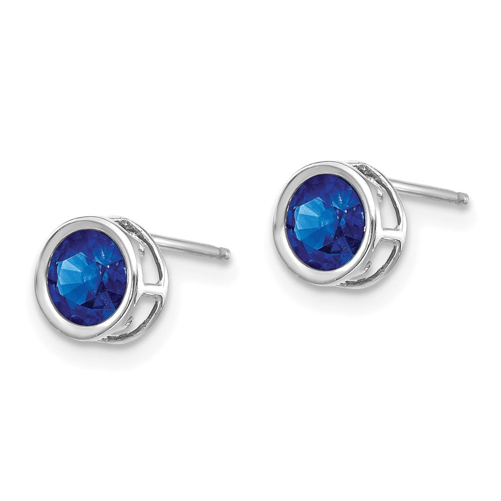 14k White Gold Bezel Sapphire Stud Earrings