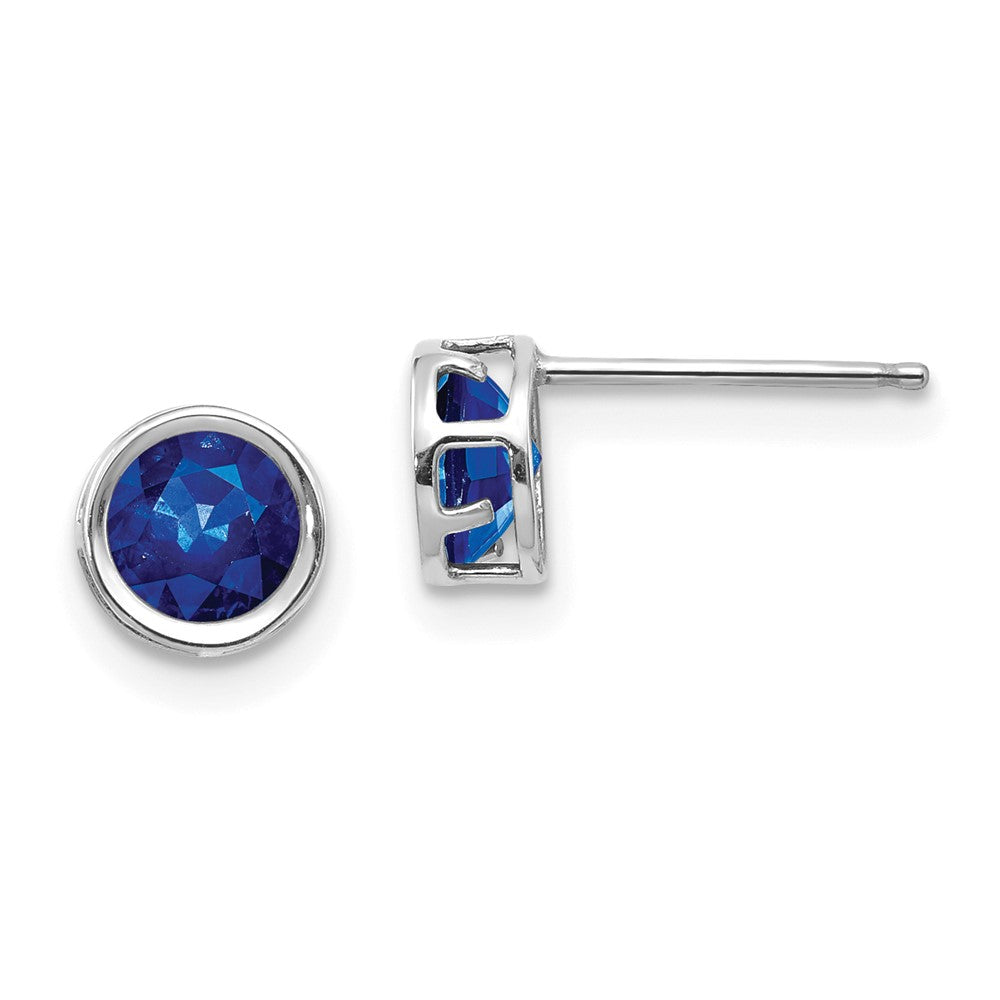 14k White Gold Bezel Sapphire Stud Earrings