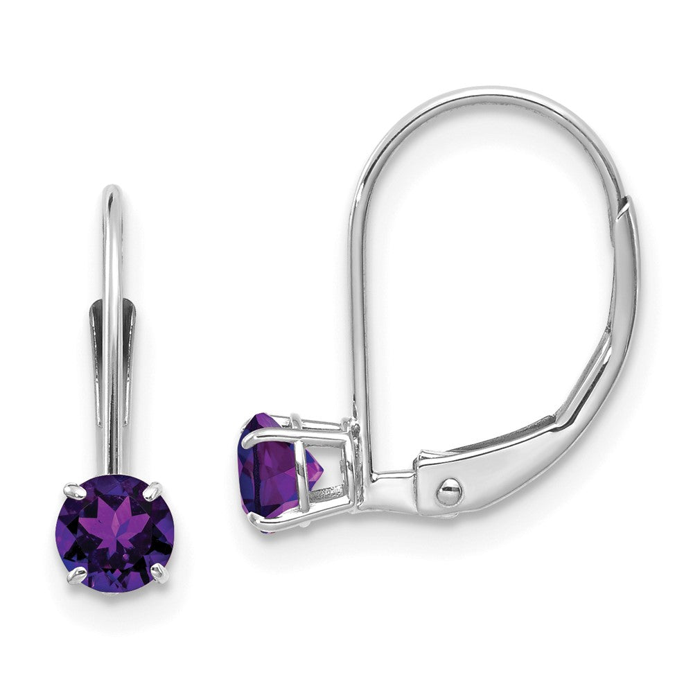 14k White Gold Amethyst/February Earrings