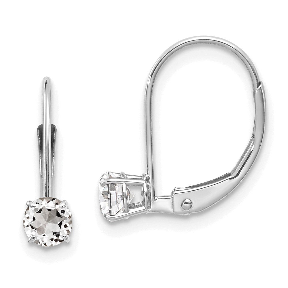 14k White Gold White Topaz/April Earrings