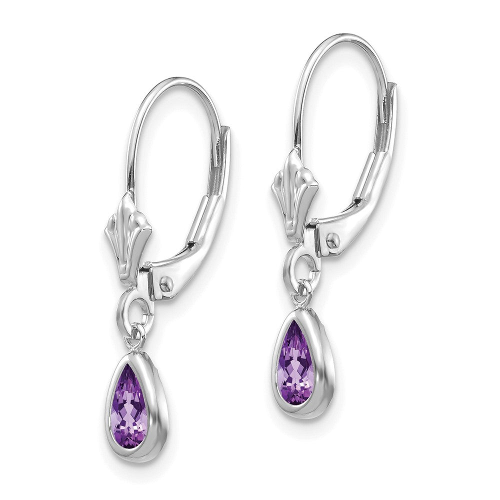 14k 6x White Gold Amethys/February Earrings