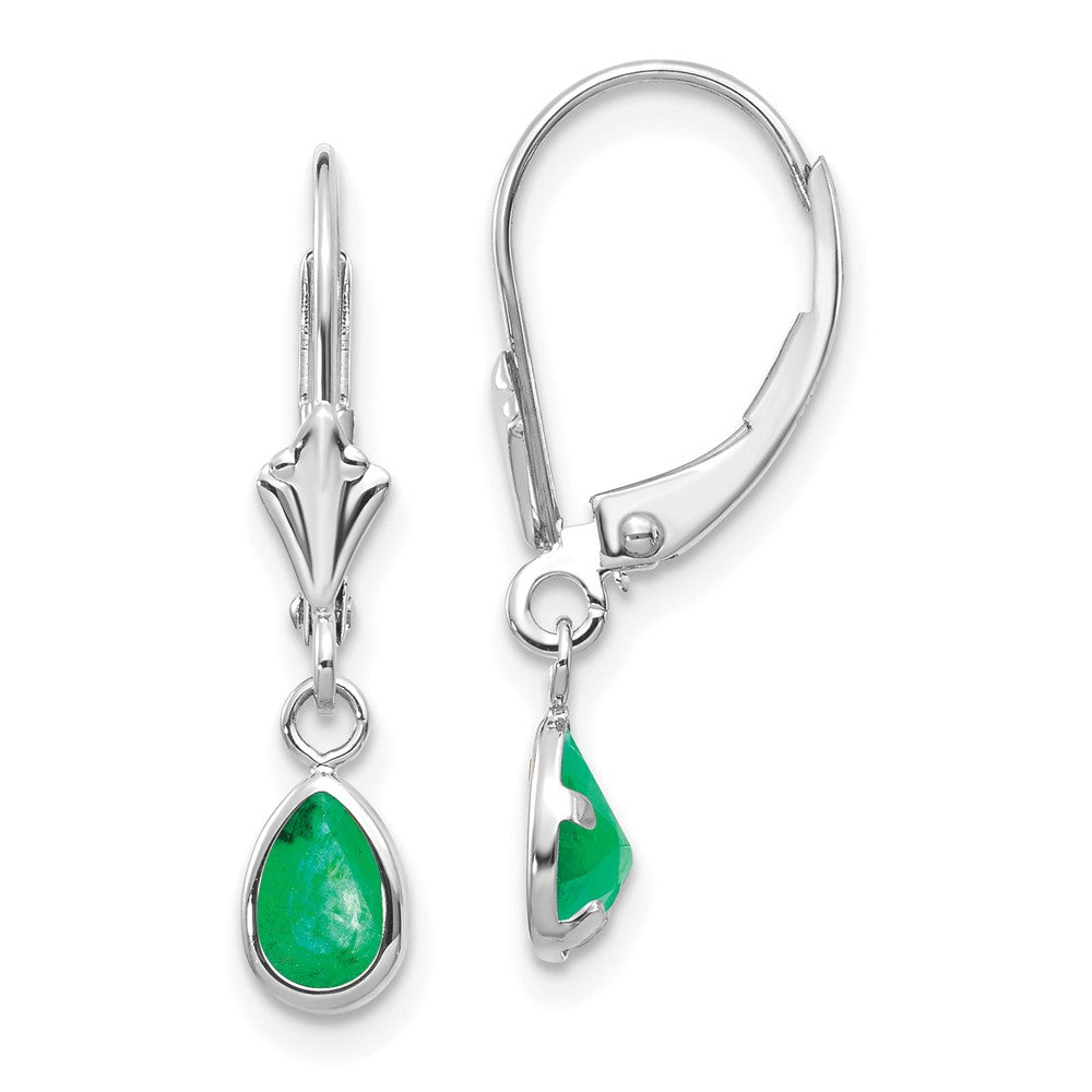 14k White Gold 6x Emerald/May Earrings