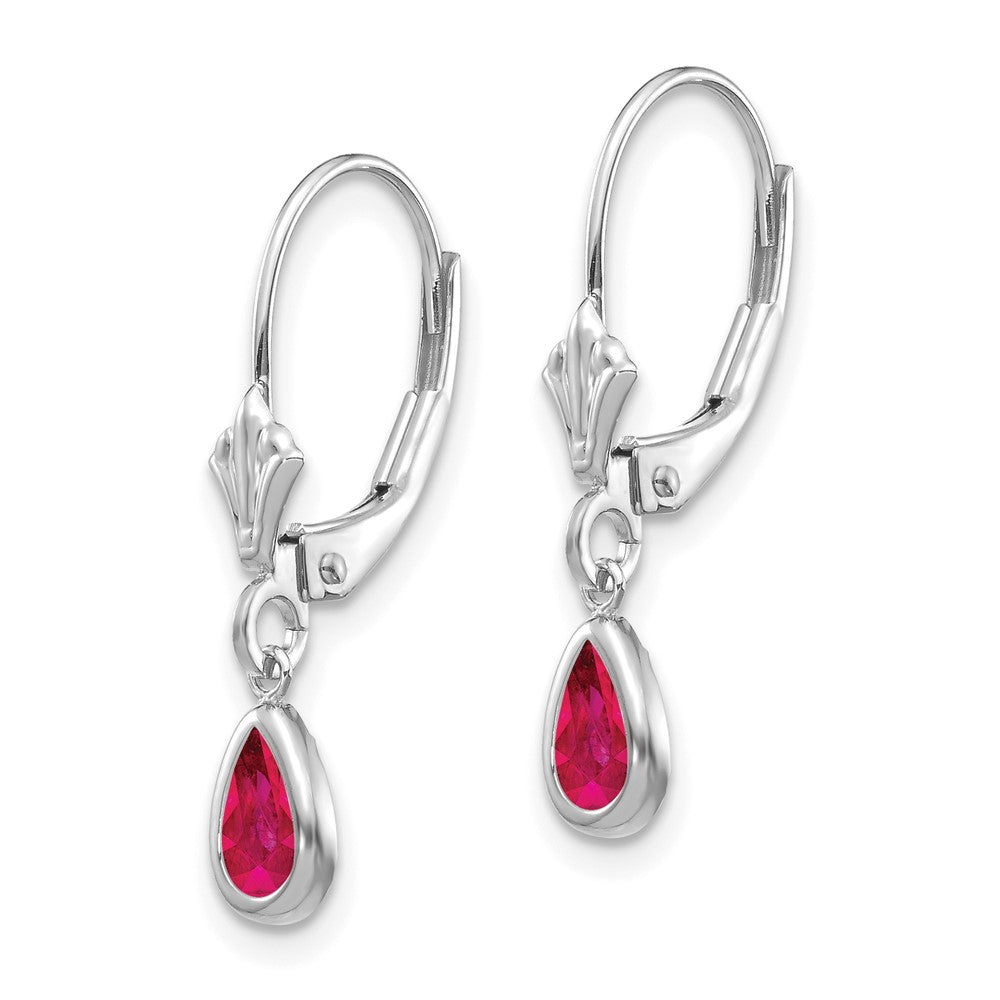 14k White Gold 6x July/Ruby Earrings