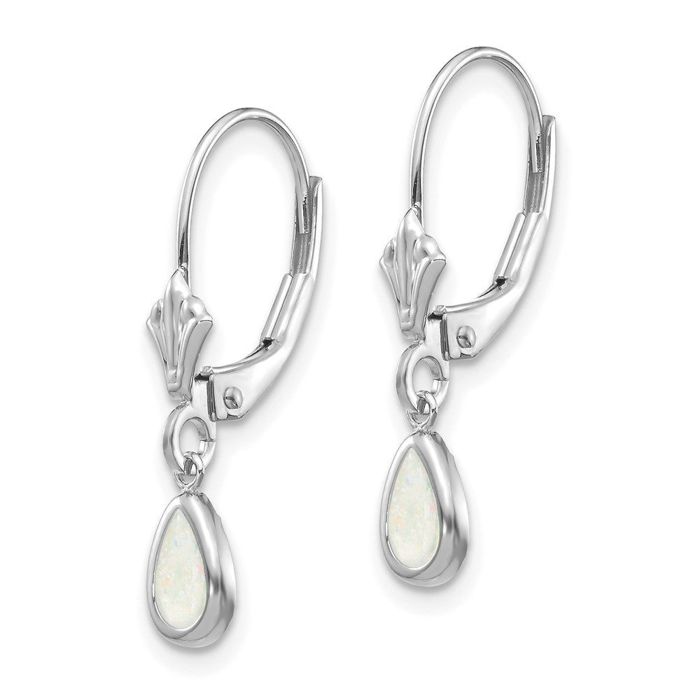14k White Gold 6x Opal/October Earrings