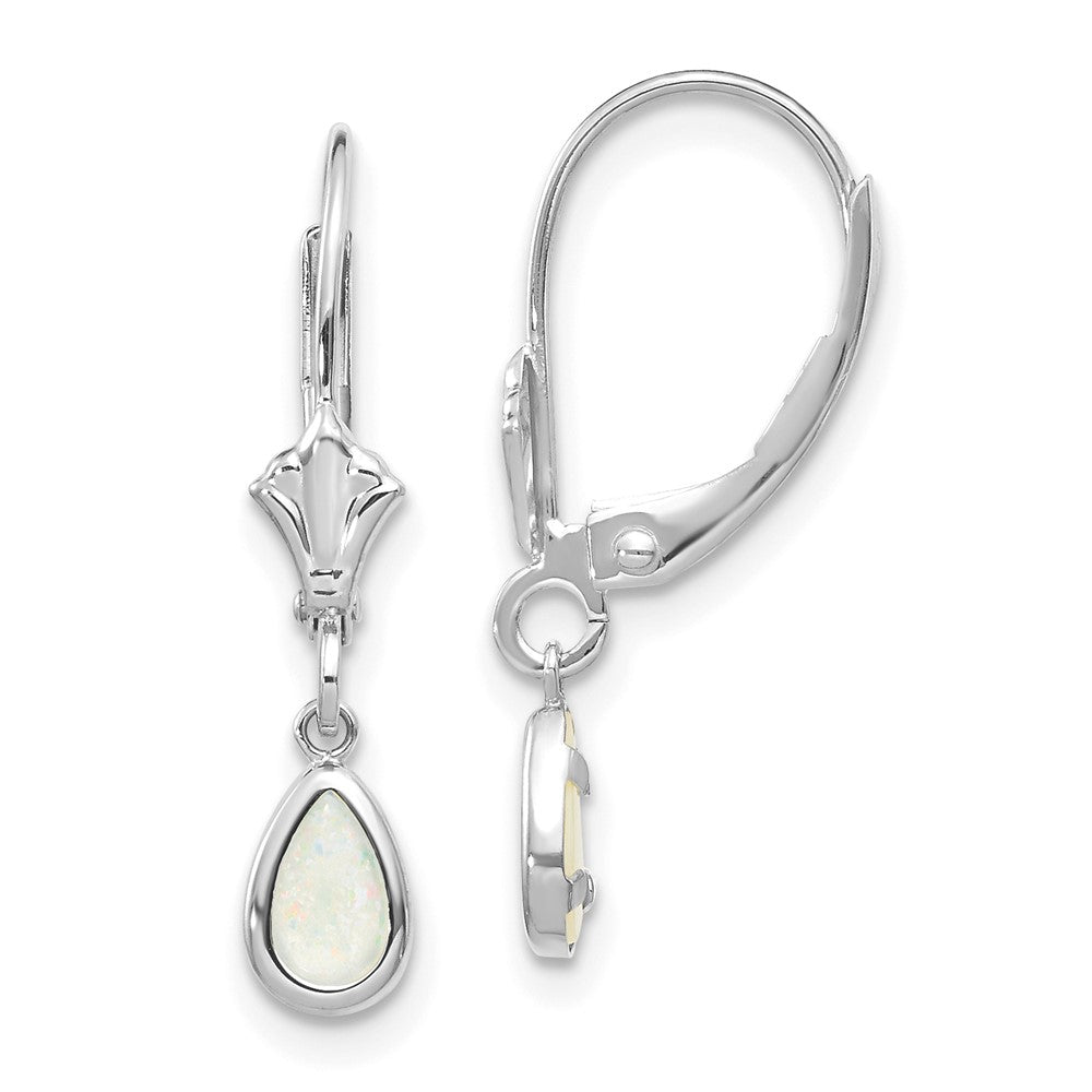 14k White Gold 6x Opal/October Earrings