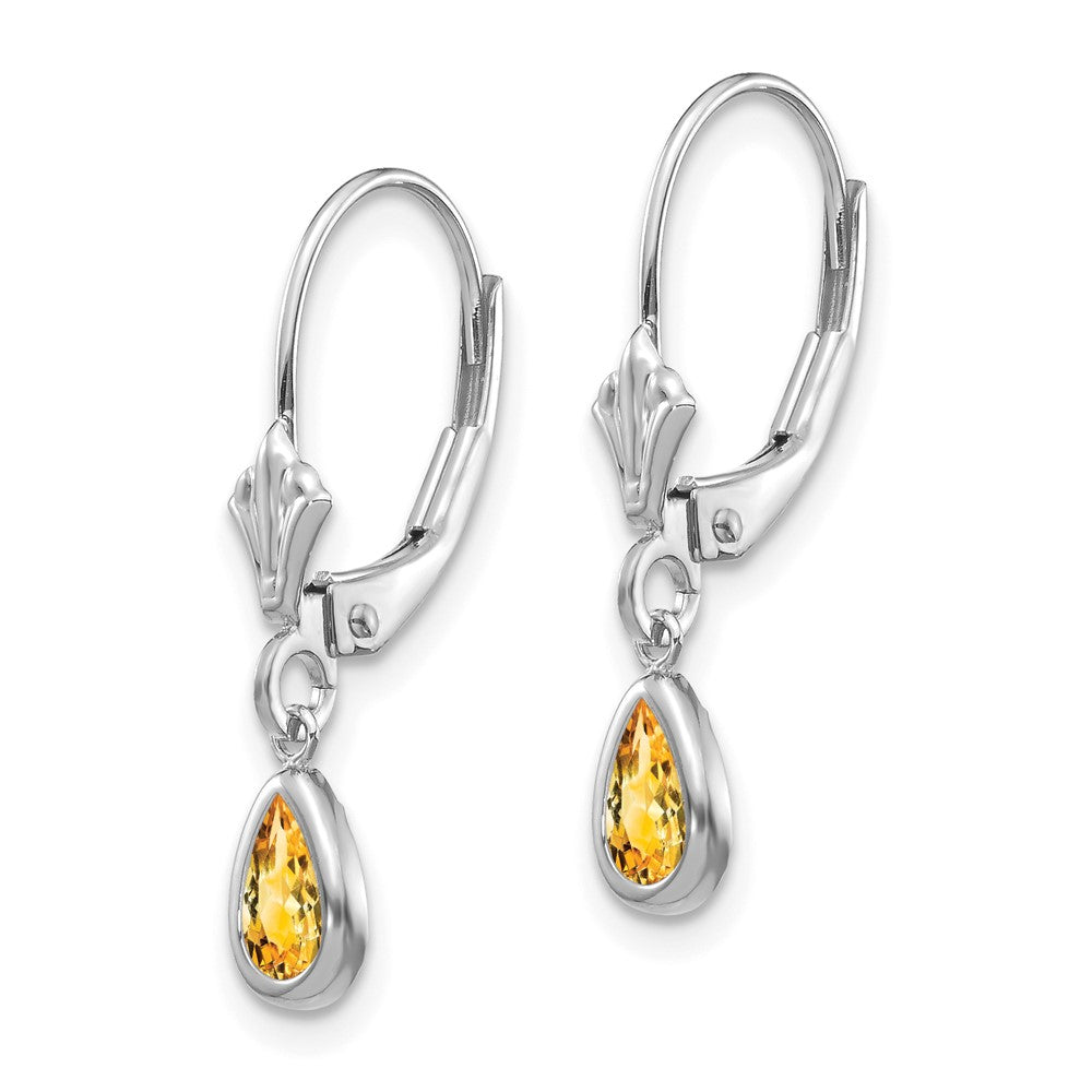 14k White Gold 6x Citrin/November Earrings