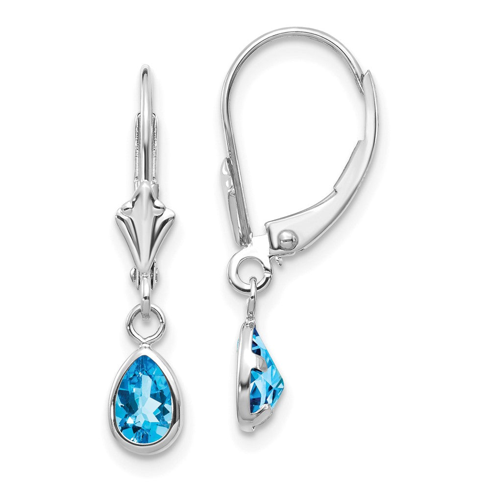 14k White Gold 6x Blue Topaz/December Earrings
