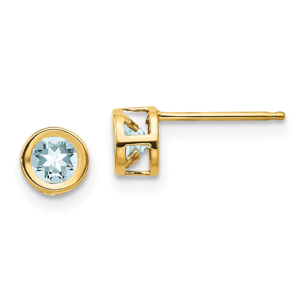 14k Bezel March/Aquamarine Post Earrings