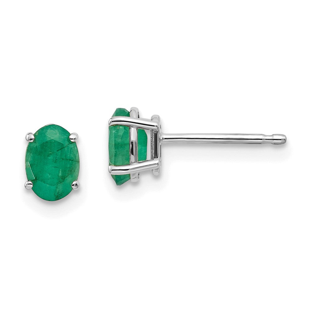 14k White Gold 6x Emerald Earrings