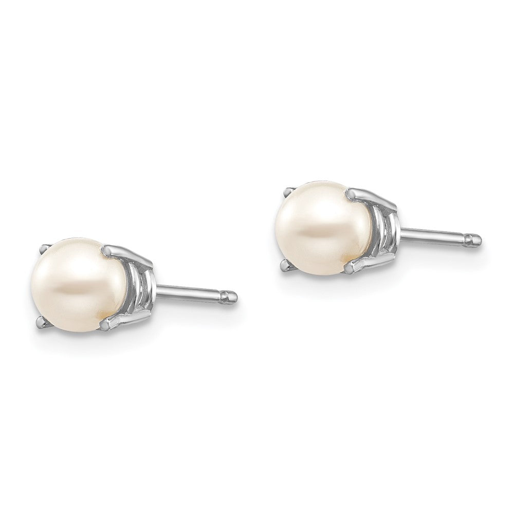 14k White Gold Round June/Freshwater Cultured Pearl Post Earrings