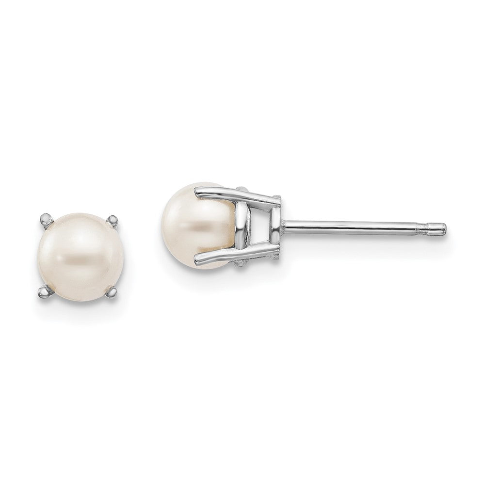 14k White Gold Round June/FW Cultured Pearl Post Earrings