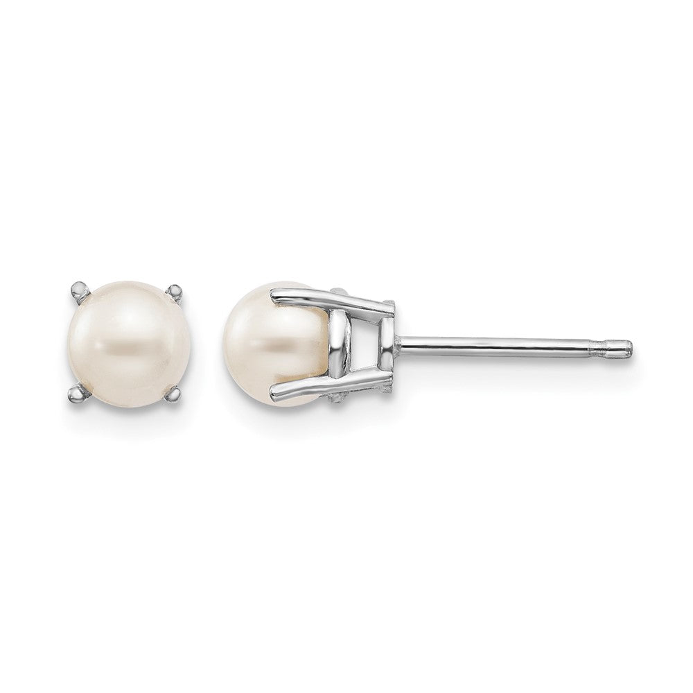 14k White Gold Round June/Freshwater Cultured Pearl Post Earrings
