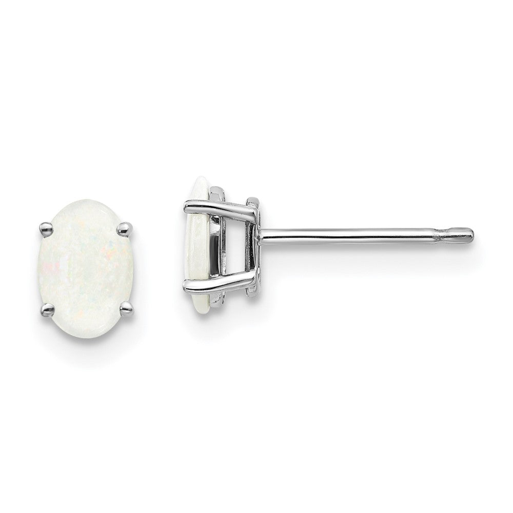14k White Gold 6x Opal Earrings