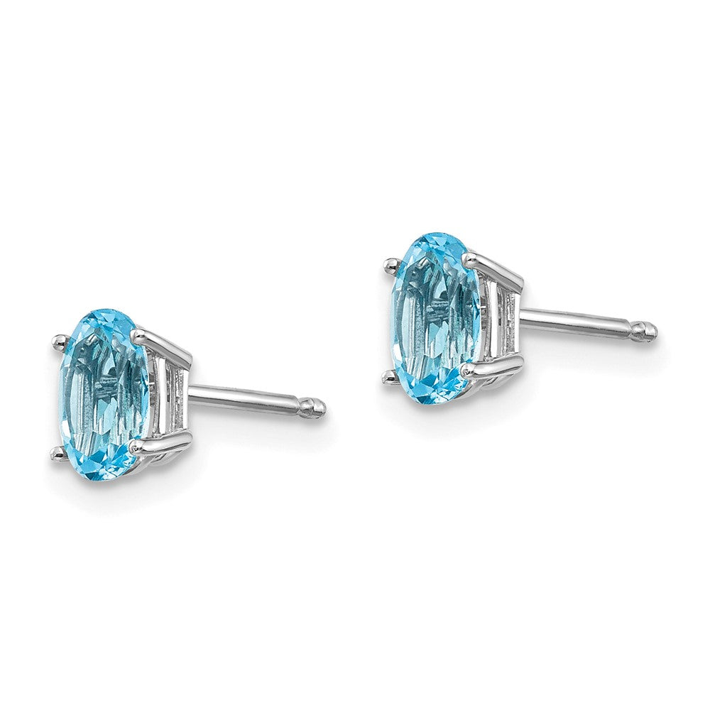 14k White Gold 6x December/Blue Topaz Post Earrings