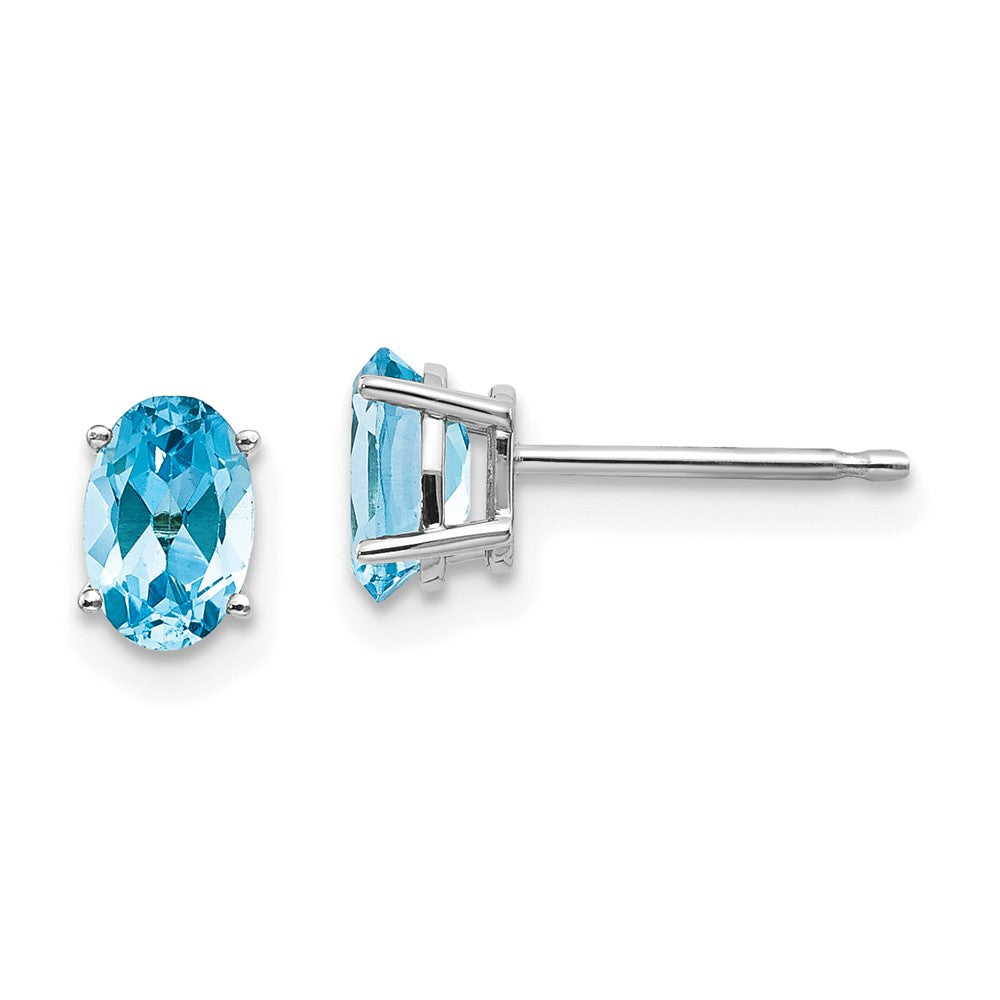14k White Gold 6x December/Blue Topaz Post Earrings