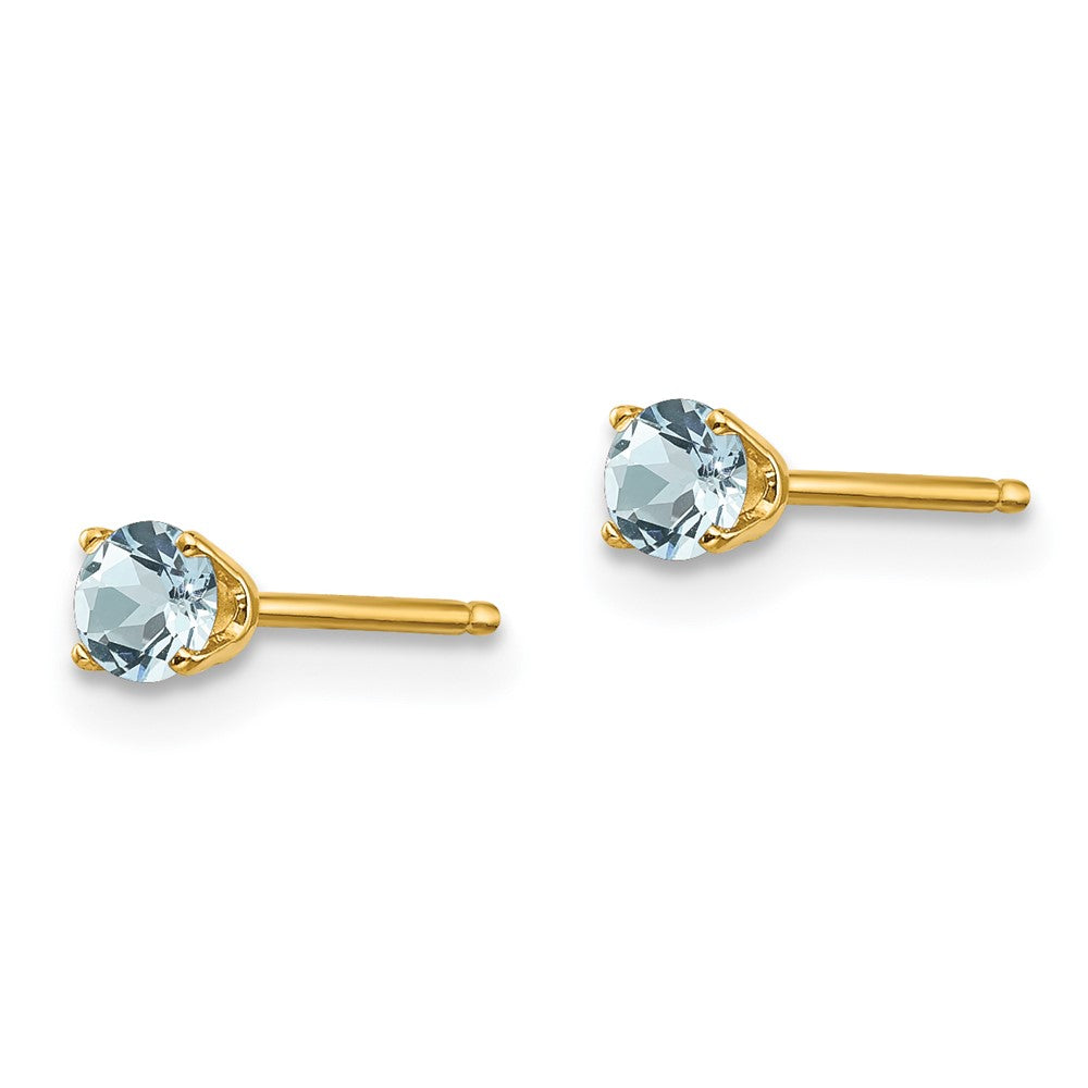 14k Round March/Aquamarine Post Earrings