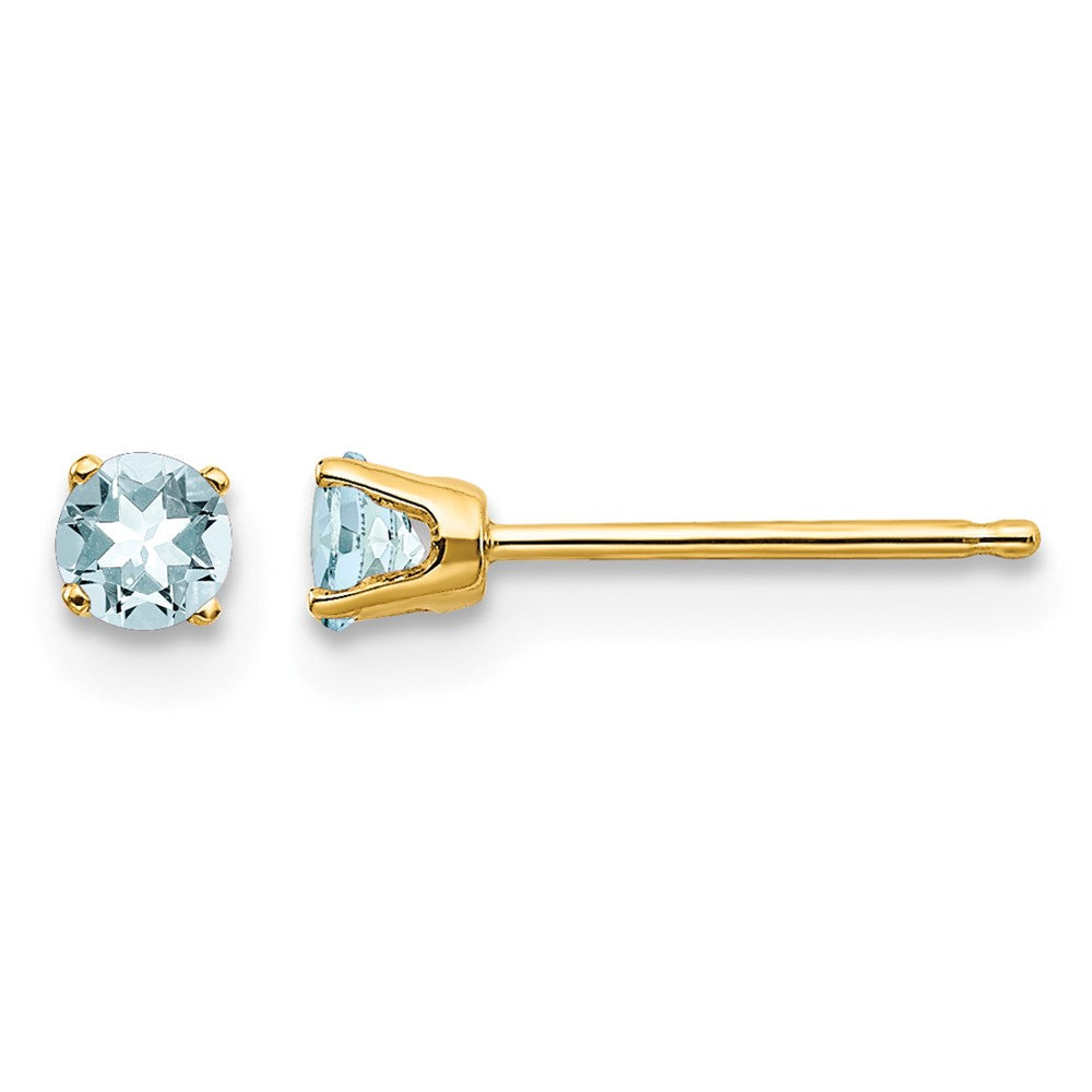 14k Round March/Aquamarine Post Earrings