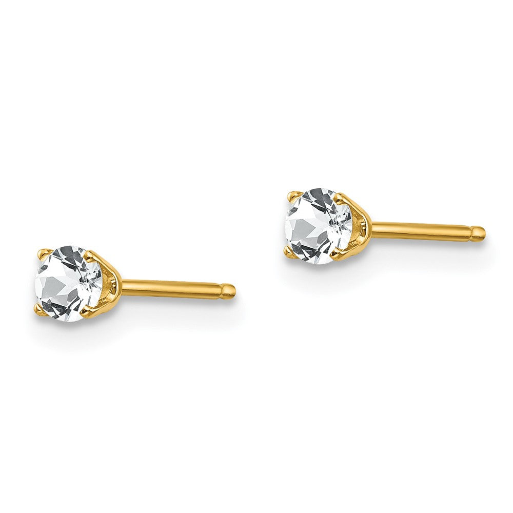 14k April/White Topaz Post Earrings