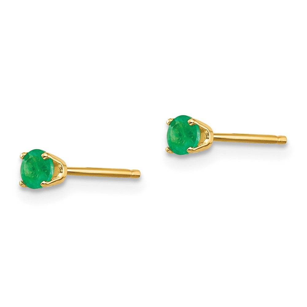 14k Yellow Gold May/Emerald Post Earrings