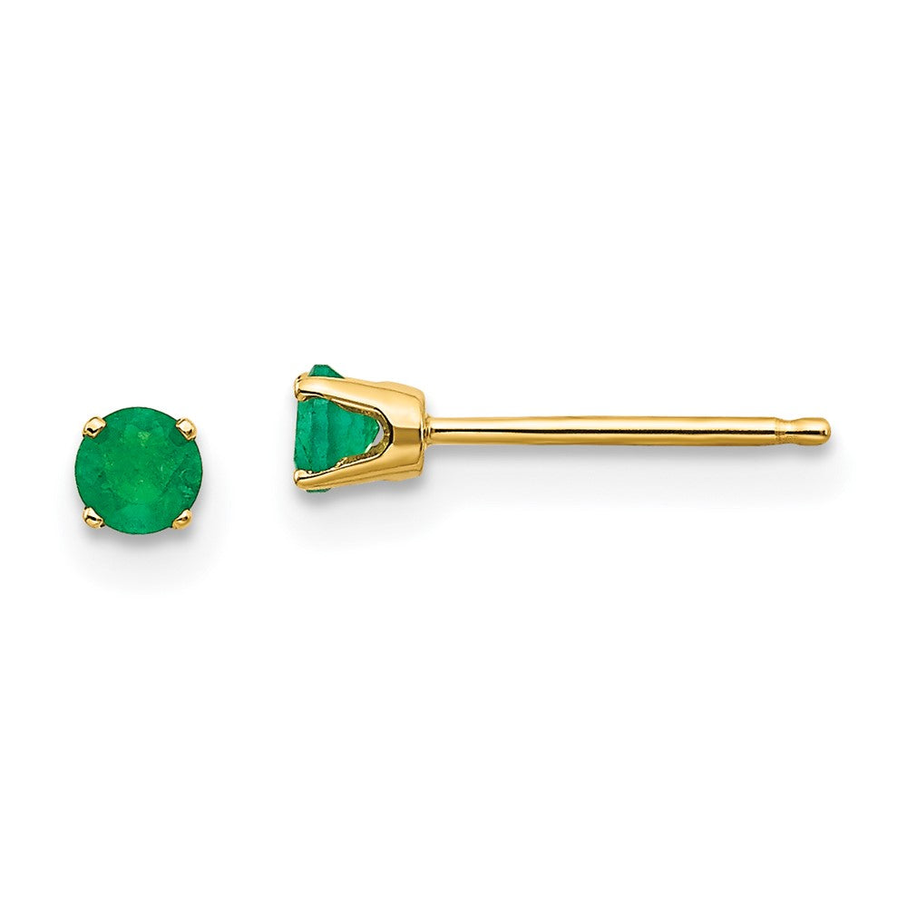 14k Yellow Gold May/Emerald Post Earrings