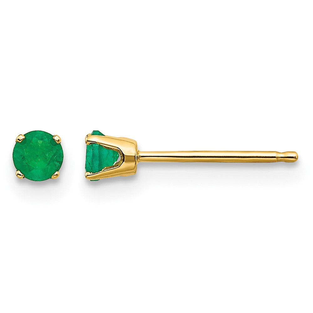 14k Round May/Emerald Post Earrings