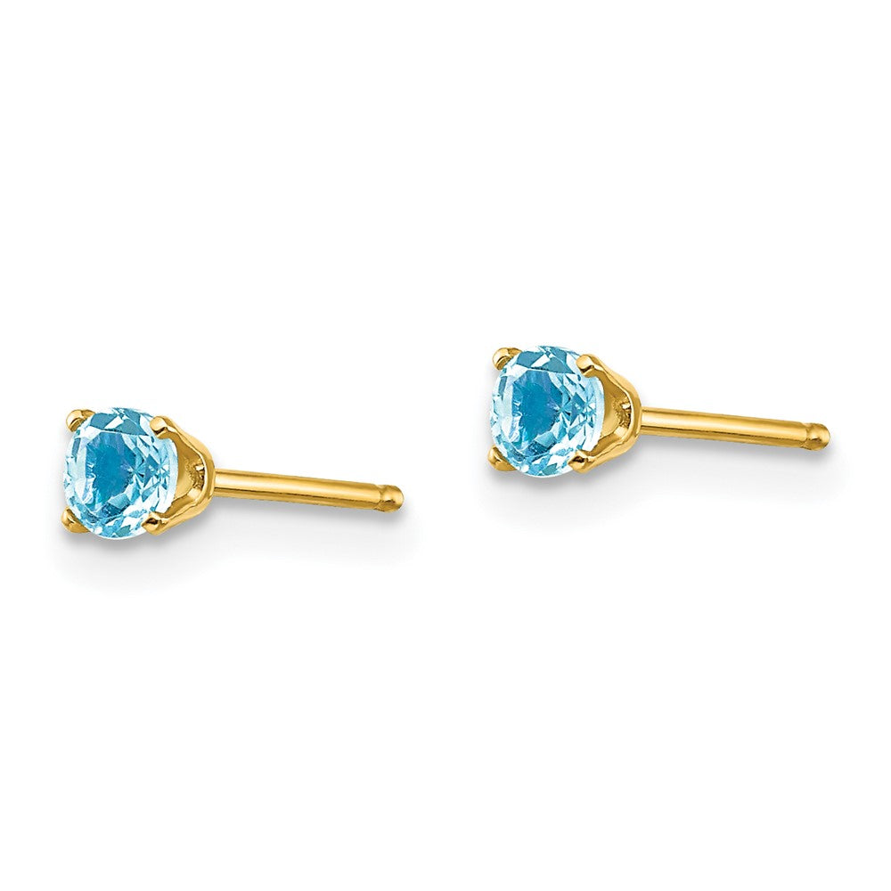 14k Round December/Blue Topaz Post Earrings