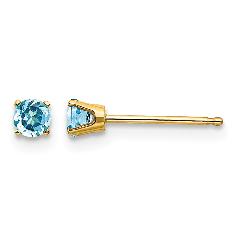 14k Round December/Blue Topaz Post Earrings