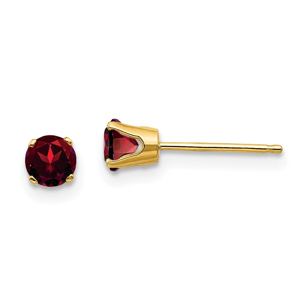 14k Round January/Garnet Post Earrings