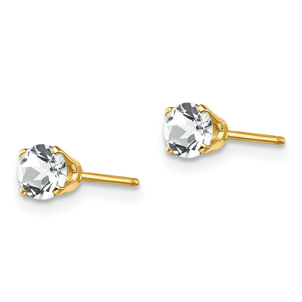 14k Round April/White Topaz Post Earrings
