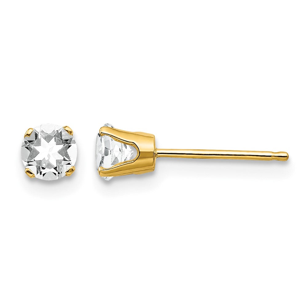 14k Round April/White Topaz Post Earrings
