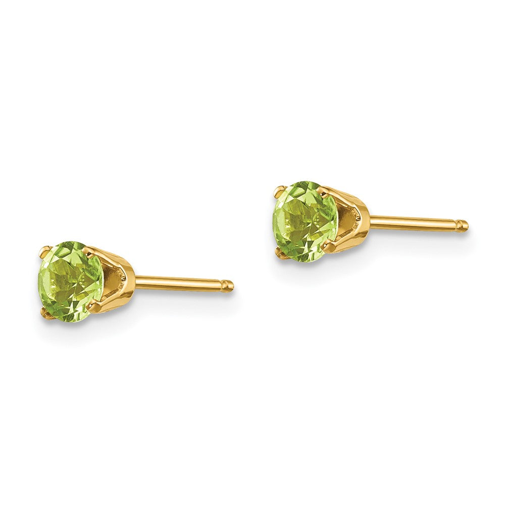 14k Round August/Peridot Post Earrings