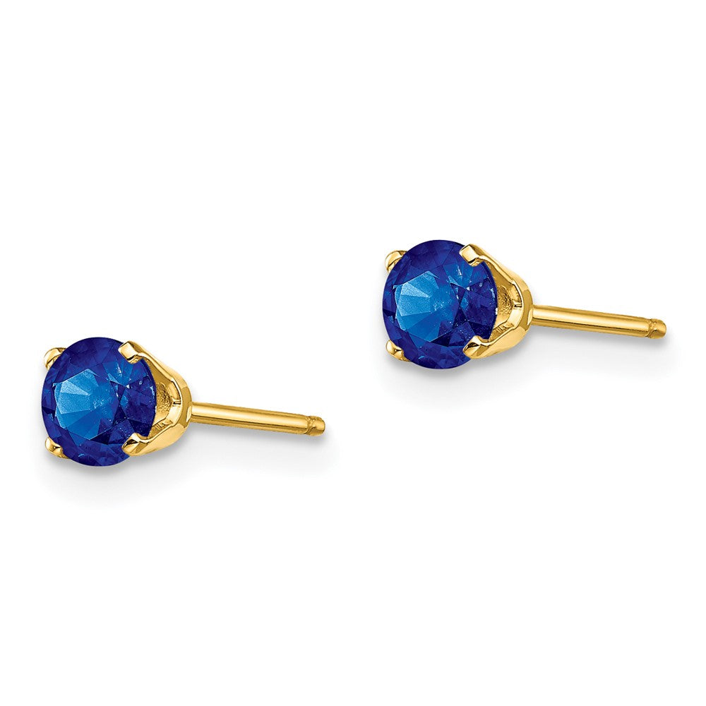 14k Round September/Sapphire Post Earrings